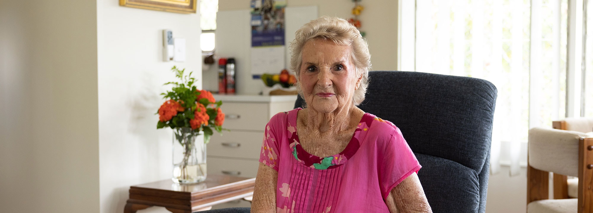Blue Care Iona Retirement Village resident smiling at camera