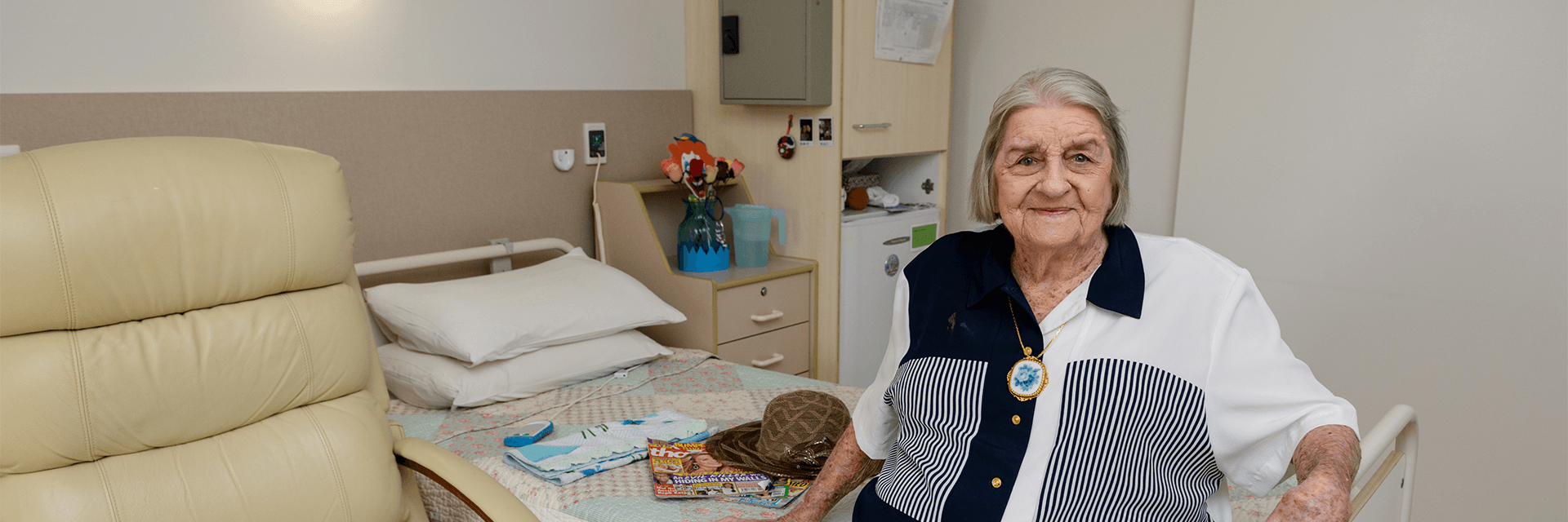 At home at Blue Care Riverlea Valmai Walk enjoys living at Blue Care's Riverlea aged care home.