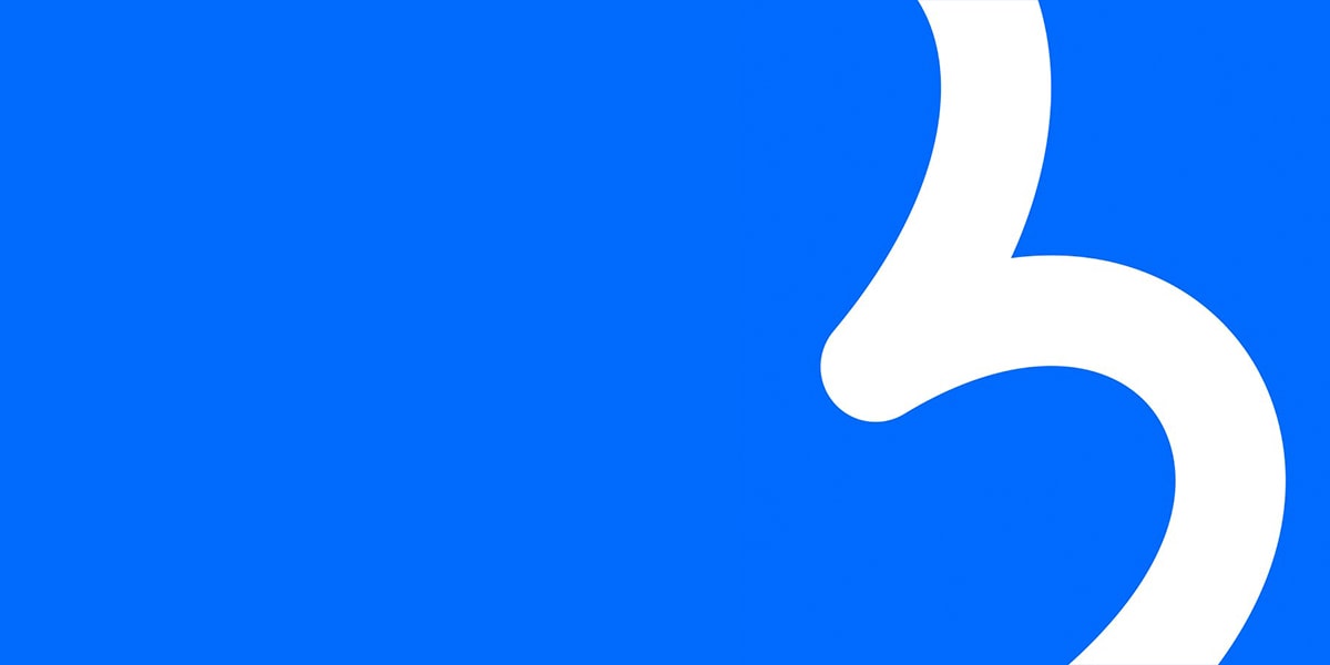 A white graphical device on a blue background representing the BlueCare logo