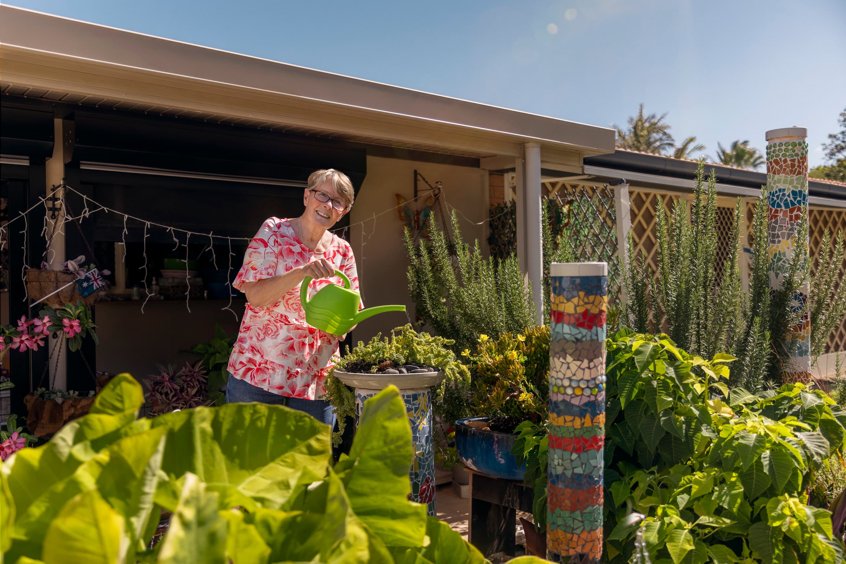 Resident watering garden Redcliffe New Haven